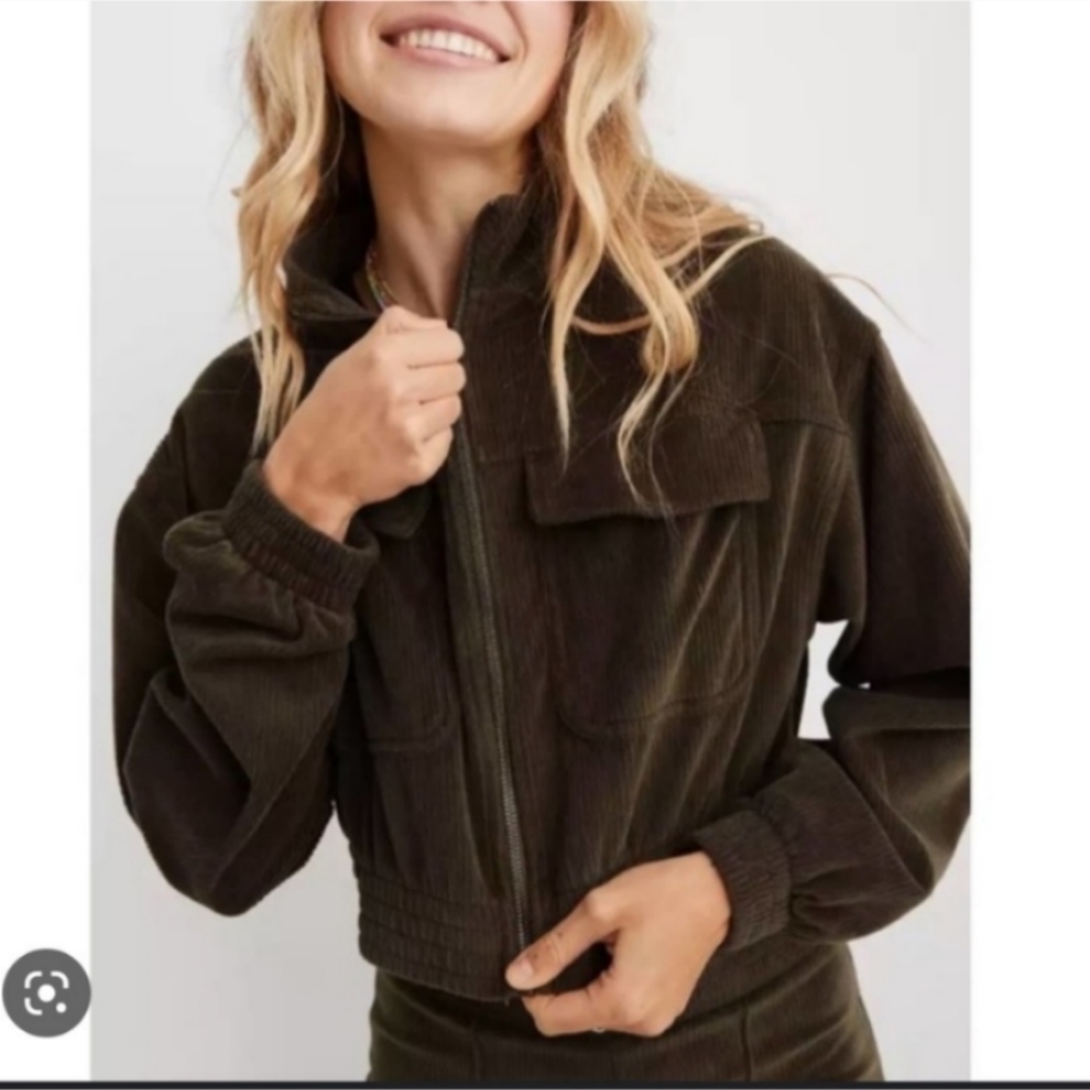 Aerie cropped  jacket ribbed jacket